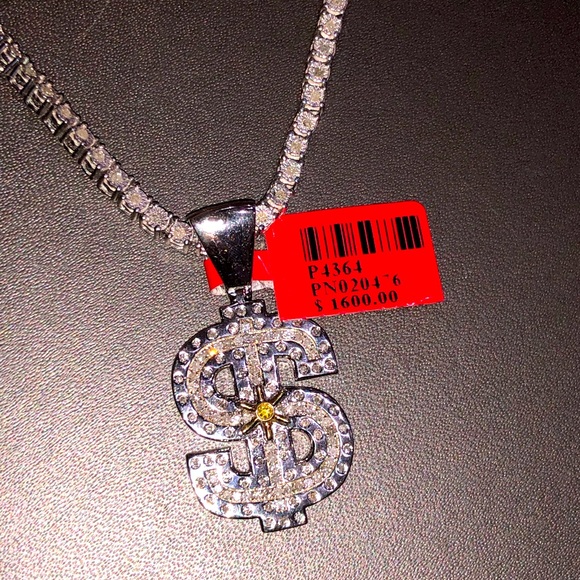 Real diamond dollar bill vault mens pendant charmhuge sale best gift not CZ !